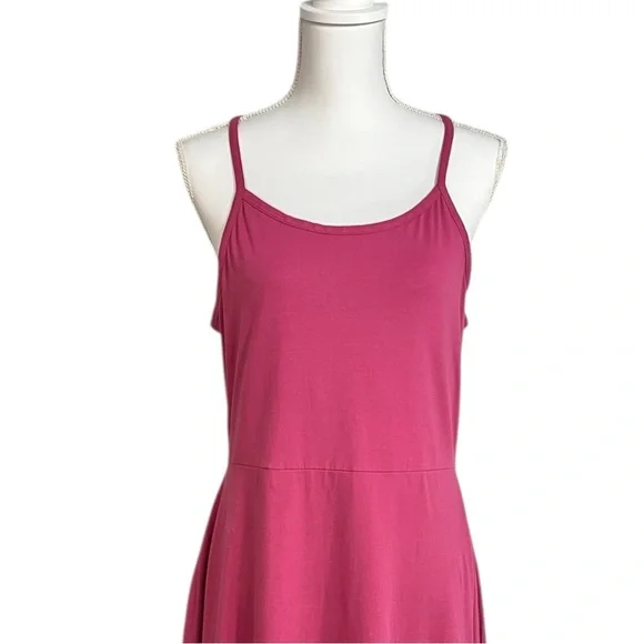 Pact Organic Womens Fit and Flare Midi Dress in Pink/Purple Color Size XL - Picture 2 of 8